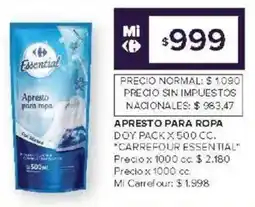 Carrefour Carrefour essential apresto para ropa doy pack oferta