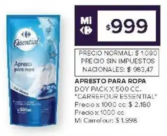 Carrefour Carrefour essential apresto para ropa doy pack oferta
