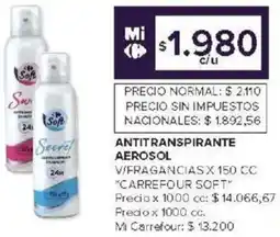 Carrefour Carrefour soft antitranspirante aerosol vifragancias oferta