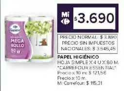 Carrefour Carrefour essential papel higiénico hoja simple oferta