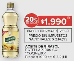 Carrefour Cocinero aceite de girasol botella oferta