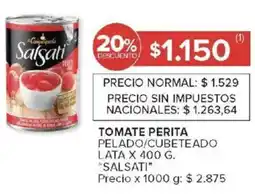 Carrefour Salsati tomate perita pelado/cubeteado lata oferta