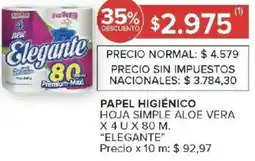 Carrefour ELEGANTE Papel higiénico hoja simple aloe vera oferta