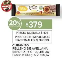 Carrefour Lulemuu cubanito relleno de avellana repop oferta