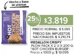 Carrefour Not chicken burger medallón crispy flow pack oferta