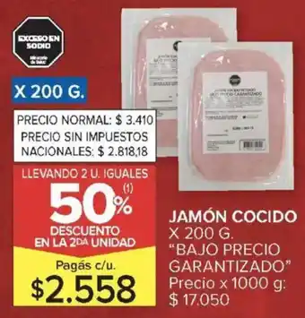 Carrefour Bajo precio garantizado jamón cocido oferta