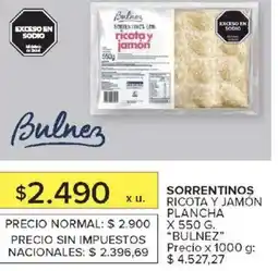 Carrefour Bulnez sorrentinos ricota y jamón plancha oferta