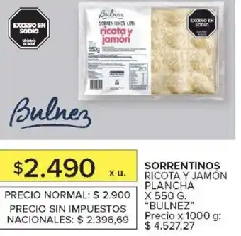 Carrefour Bulnez sorrentinos ricota y jamón plancha oferta