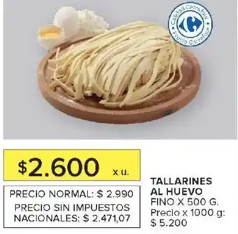 Carrefour Tallarines al huevo fino oferta