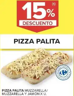 Carrefour Pizza palita muzzarella/ muzzarella y jamón oferta
