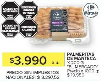 Carrefour El mercado palmeritas de manteca oferta