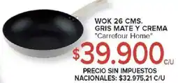Carrefour Carrefour home wok gris mate y crema oferta