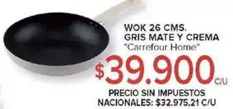 Carrefour Carrefour home wok gris mate y crema oferta