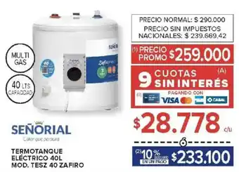 Carrefour Señorial termotanque eléctrico oferta