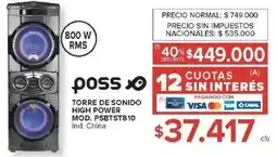 Carrefour Poss torre de sonido high power oferta