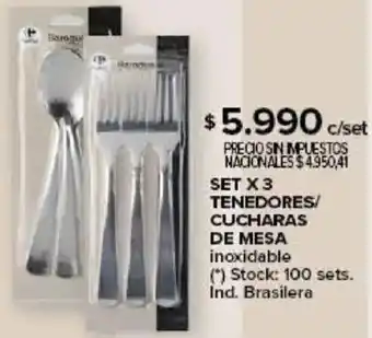 Carrefour Set x 3 tenedores/ cucharas de mesa inoxidable oferta