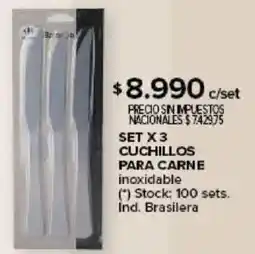Carrefour Set x3 cuchillos para carne inoxidable oferta