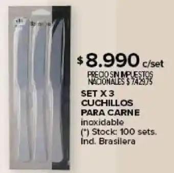 Carrefour Set x3 cuchillos para carne inoxidable oferta