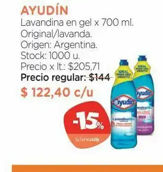 Farmacity Lavandina en gel ayudín original x 700 ml oferta