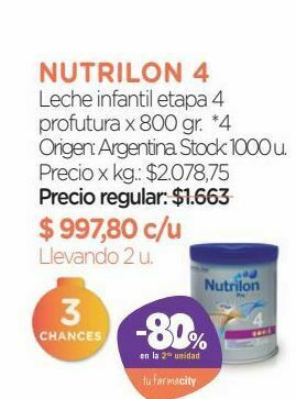 Farmacity Leche infantil polvo nutrilon profutura 4 2+ años x 800 g oferta
