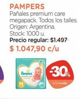 Farmacity Pañales pampers premium care hipoalergénico oferta