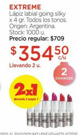 Farmacity Lápiz labial extreme going silky x 4 gr oferta