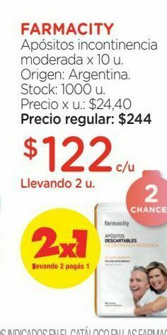 Farmacity Apósitos farmacity incontinencia moderada x 10 un oferta