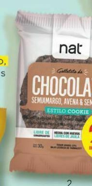 Farmacity Galletitas nat de chocolate semiamargo con avena y semillas x 30 g oferta