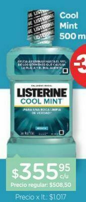 Farmacity Enjuague bucal listerine cool mint x 500 ml oferta