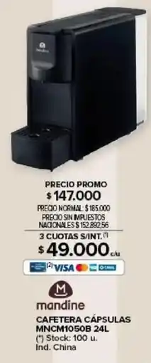 Carrefour Mandine cafetera cápsulas oferta