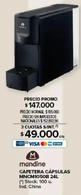 Carrefour Mandine cafetera cápsulas oferta