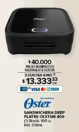 Carrefour Oster sandwichera deep plates ckstsm 400 oferta