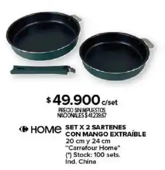 Carrefour Home set x 2 sartenes con mango extraíble oferta
