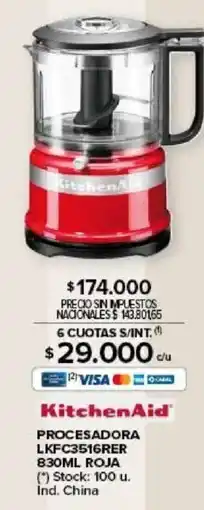 Carrefour Kitchenaid procesadora lkfc3516rer roja oferta
