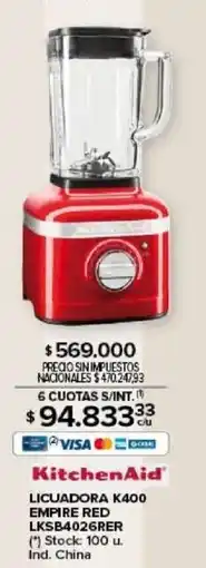 Carrefour Kitchenaid licuadora k400 empire red lksb4026rer oferta