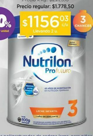 Farmacity Leche infantil polvo nutrilon profutura 3 1+ año x 800 g oferta