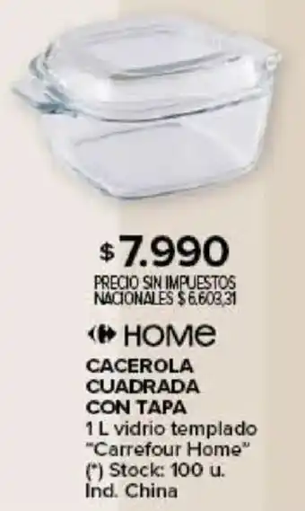Carrefour Home cacerola cuadrada con tapa oferta