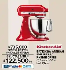 Carrefour Kitchenaid batidora artisan empire red RKSM150PSRE oferta
