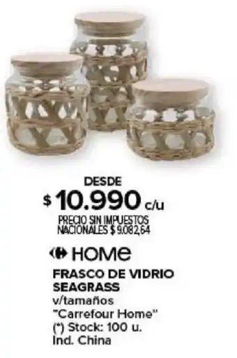 Carrefour Carrefour home frasco de vidrio seagrass oferta