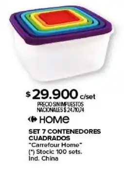 Carrefour Carrefour home set 7 contenedores cuadrados oferta