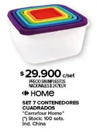 Carrefour Carrefour home set 7 contenedores cuadrados oferta