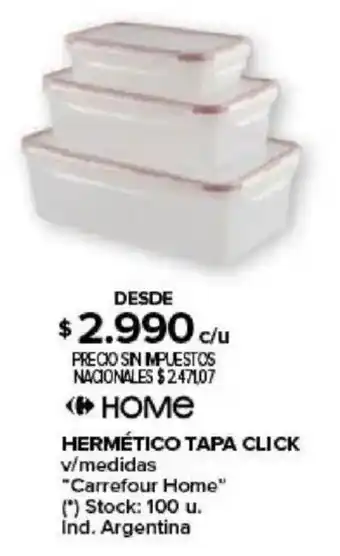 Carrefour Carrefour home hermético tapa click v/medidas oferta