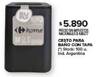 Carrefour Cesto para baño con tapa oferta
