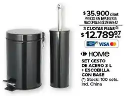 Carrefour Set cesto de acero + escobilla con base oferta