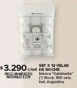 Carrefour Lluminarte set x 12 velas de noche blanca oferta
