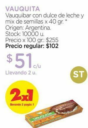Farmacity Vauquibar con dulce de leche y mix de semillas x 40 gr. oferta