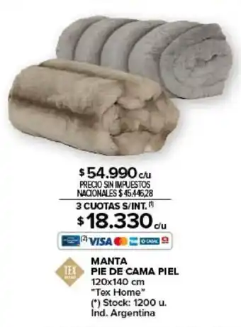 Carrefour Tex home manta pie de cama piel oferta
