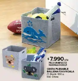 Carrefour Cesta plegable ballena/oso/koala oferta