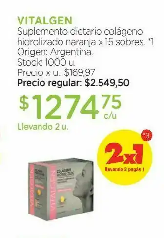 Farmacity Suplemento dietario colágeno hidrolizado naranja x 15 sobres. oferta