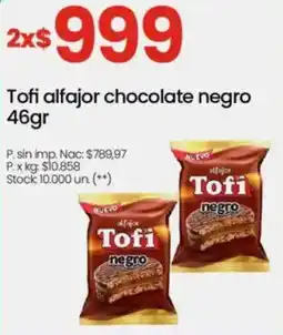 Changomas Tofi alfajor chocolate negro oferta